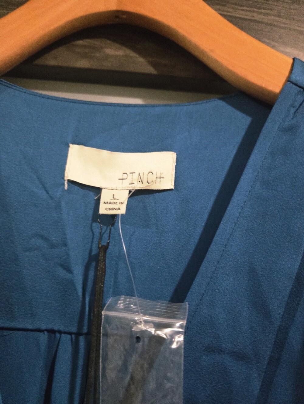 NWT Pinch Satin Blue Long Sleeve Turquoise Blue Dress Size Large - Picture 5 of 9